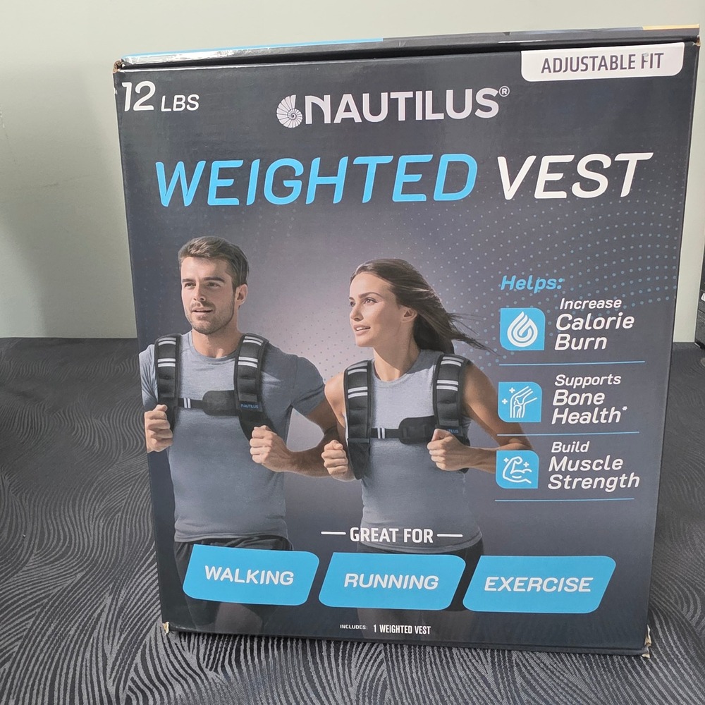 Nautilus Weighted Vest Unisex OSFM Black 12 LBS Adjustable Reflective 2011724
